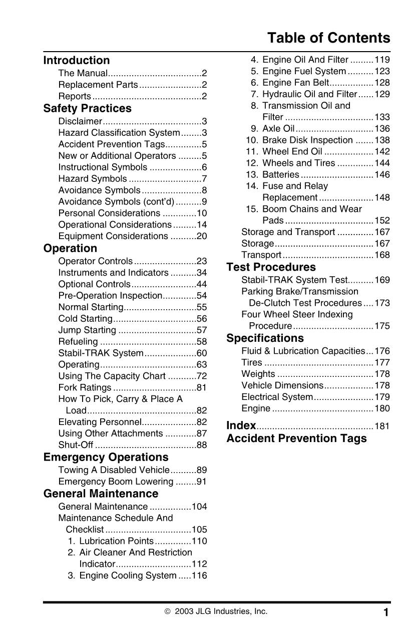 SKYTRAK 8042 Telehandler Maintenance Operation Operators Manual 8990500