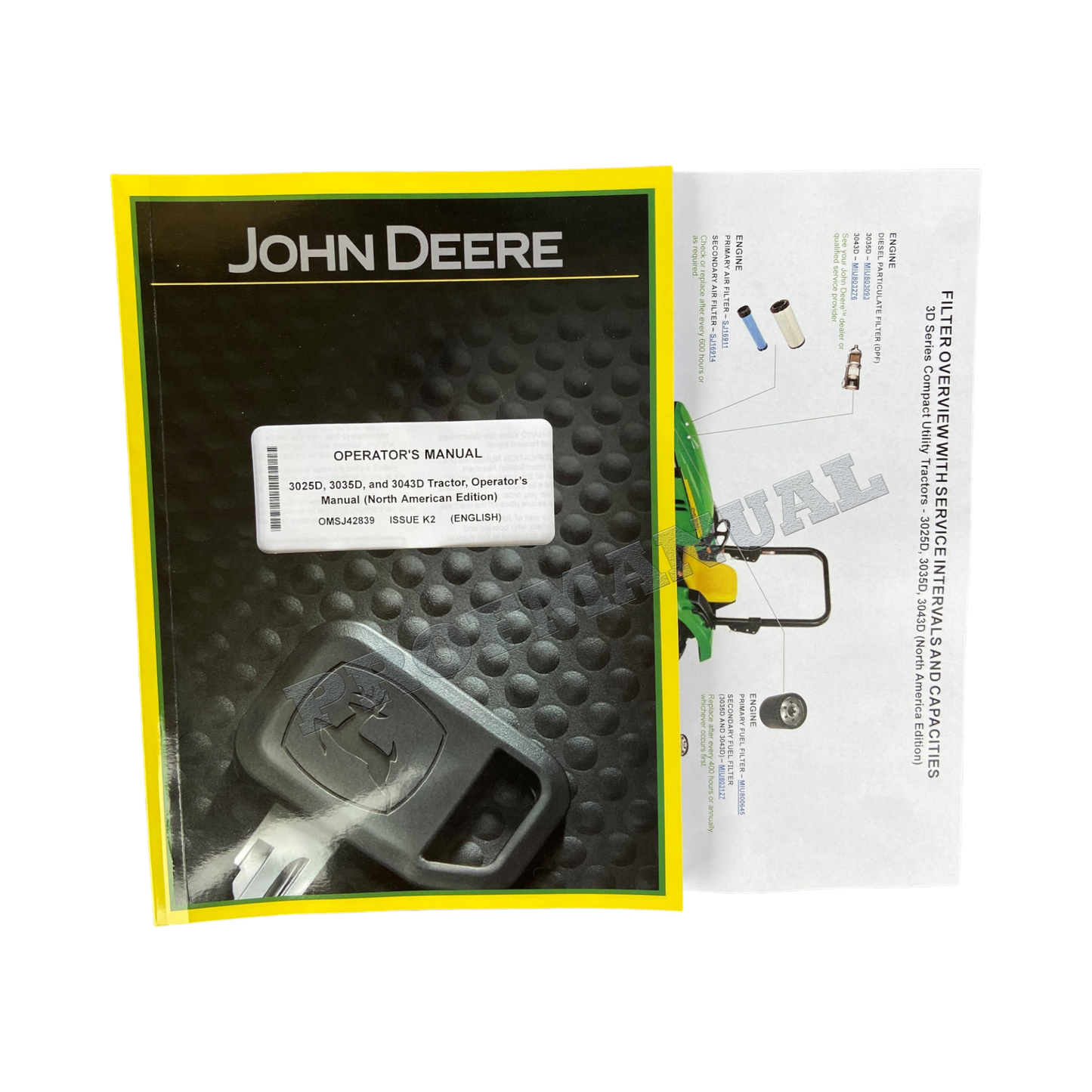 JOHN DEERE 3035D 3025D 3043D TRAKTOR-BETRIEBSHANDBUCH + BONUS