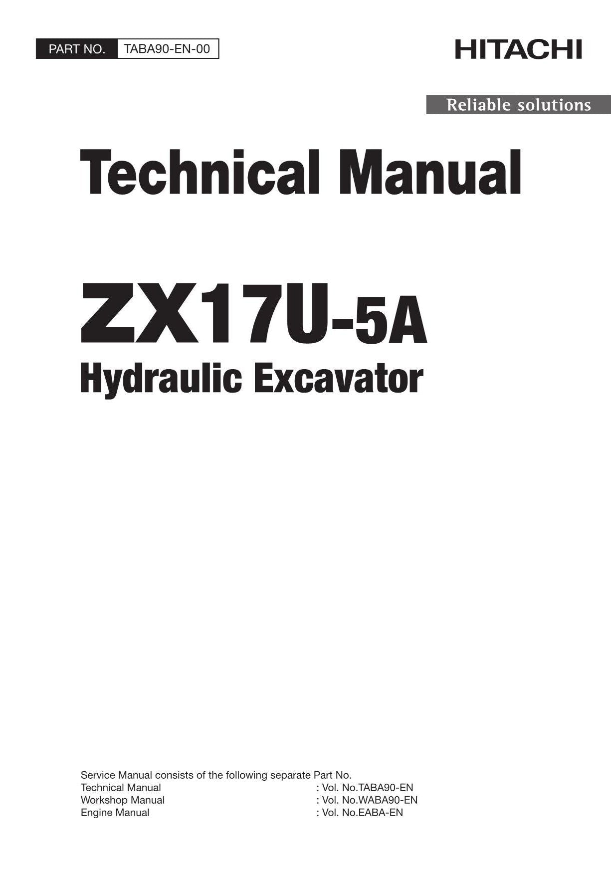 Hitachi ZX17U-5A Excavator Service Manual with Schemes TABA90-EN-00