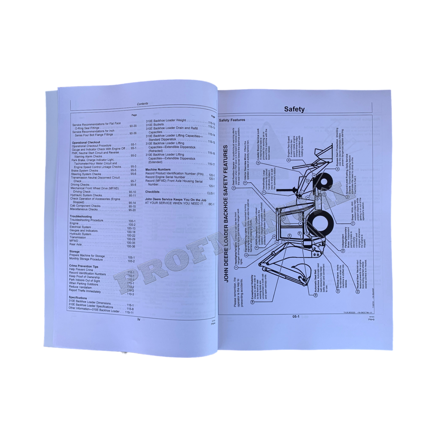 JOHN DEERE 310E BACKHOE LOADER OPERATORS MANUAL