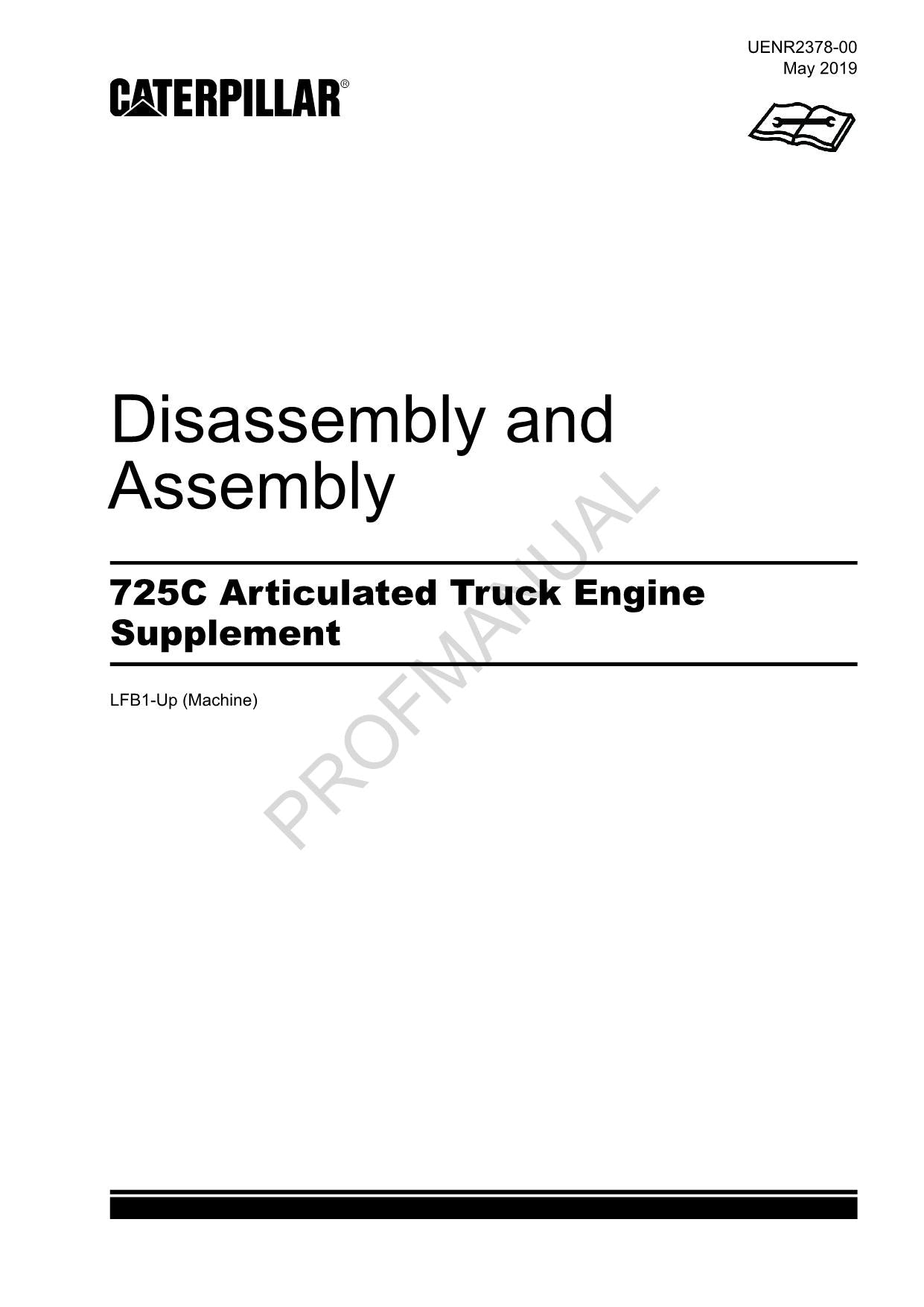 Caterpillar 725C Articulated Truck Engine Suppl Disassembly Assem Service Manual