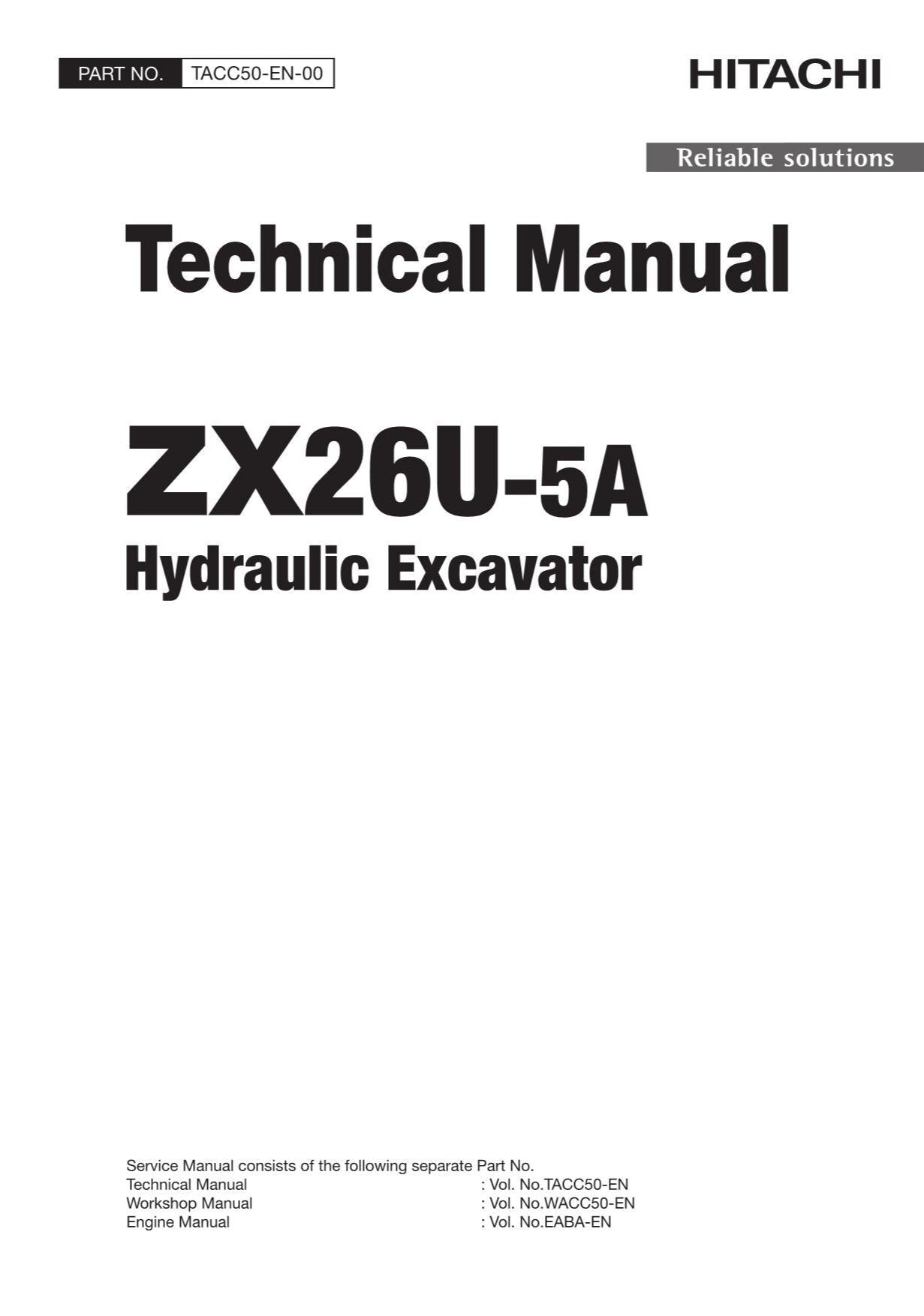 Hitachi ZX26U-5A Excavator Service Manual with Schemes