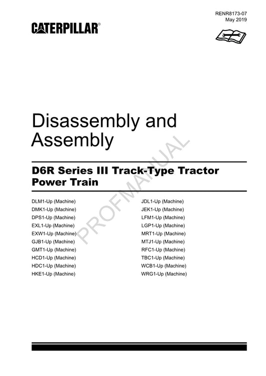 Caterpillar D6R Series 3 Track Type Tractor Power Train Manual Disassembly Assem