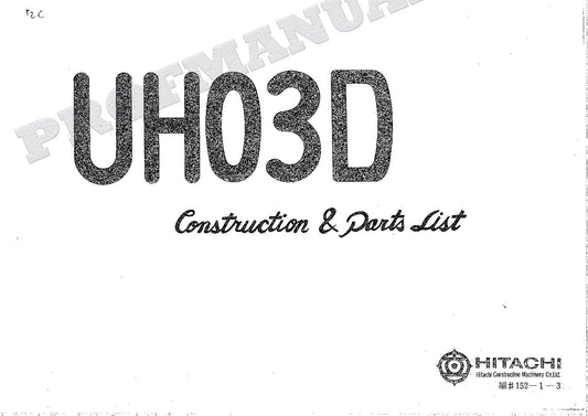 HITACHI UH03D Excavator Parts Catalog Manual