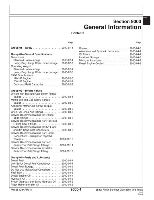 JOHN DEERE 653G TRACKED FELLER BUNCHER OPERATION TEST MANUAL TM1868