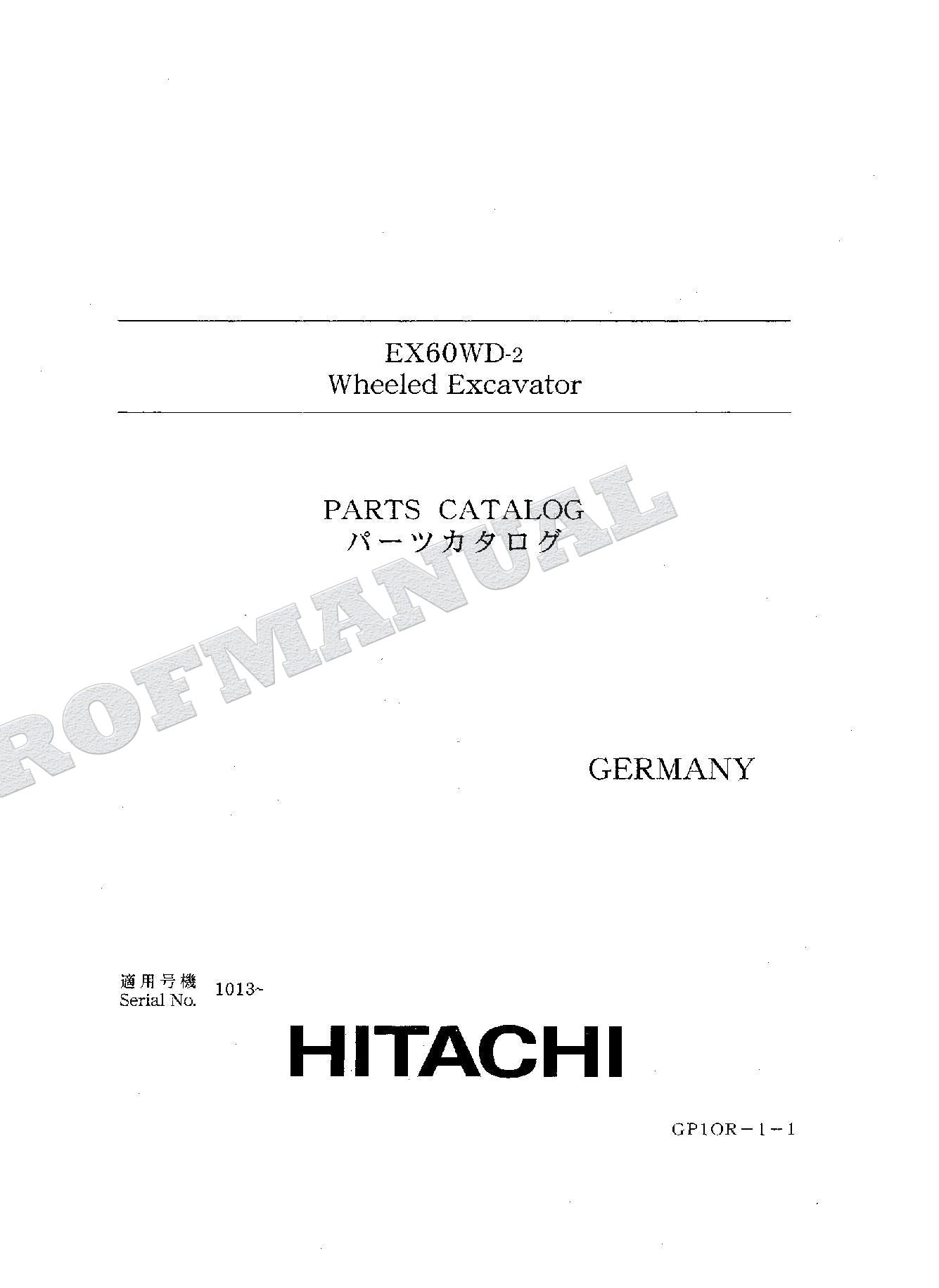 HITACHI EX60WD-2 GERMANY Excavator Parts Catalog Manual