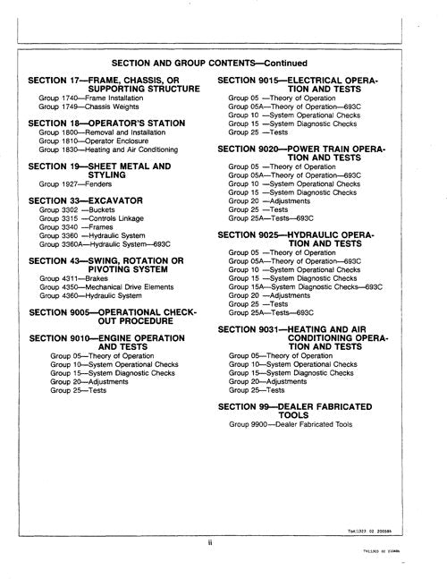 JOHN DEERE 693C TRACKED FELLER BUNCHER REPAIR OPERATION TEST MANUAL