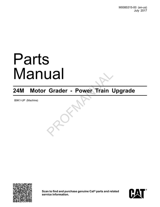 Caterpillar Cat 24M Motor Grader Power Train Upgrade Parts Catalog Manual