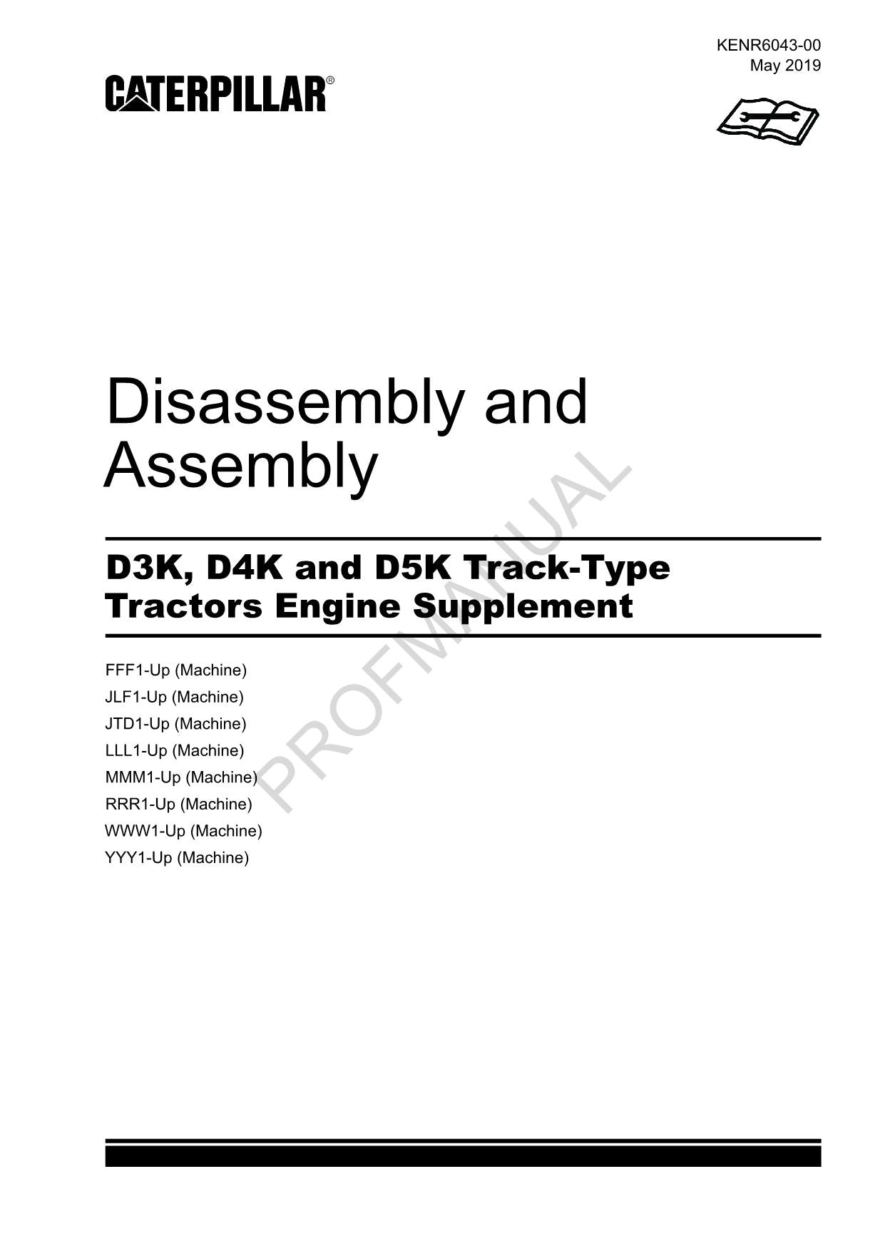 Manuel de démontage et d'assemblage du moteur du tracteur à chenilles Caterpillar D3K D4K D5K