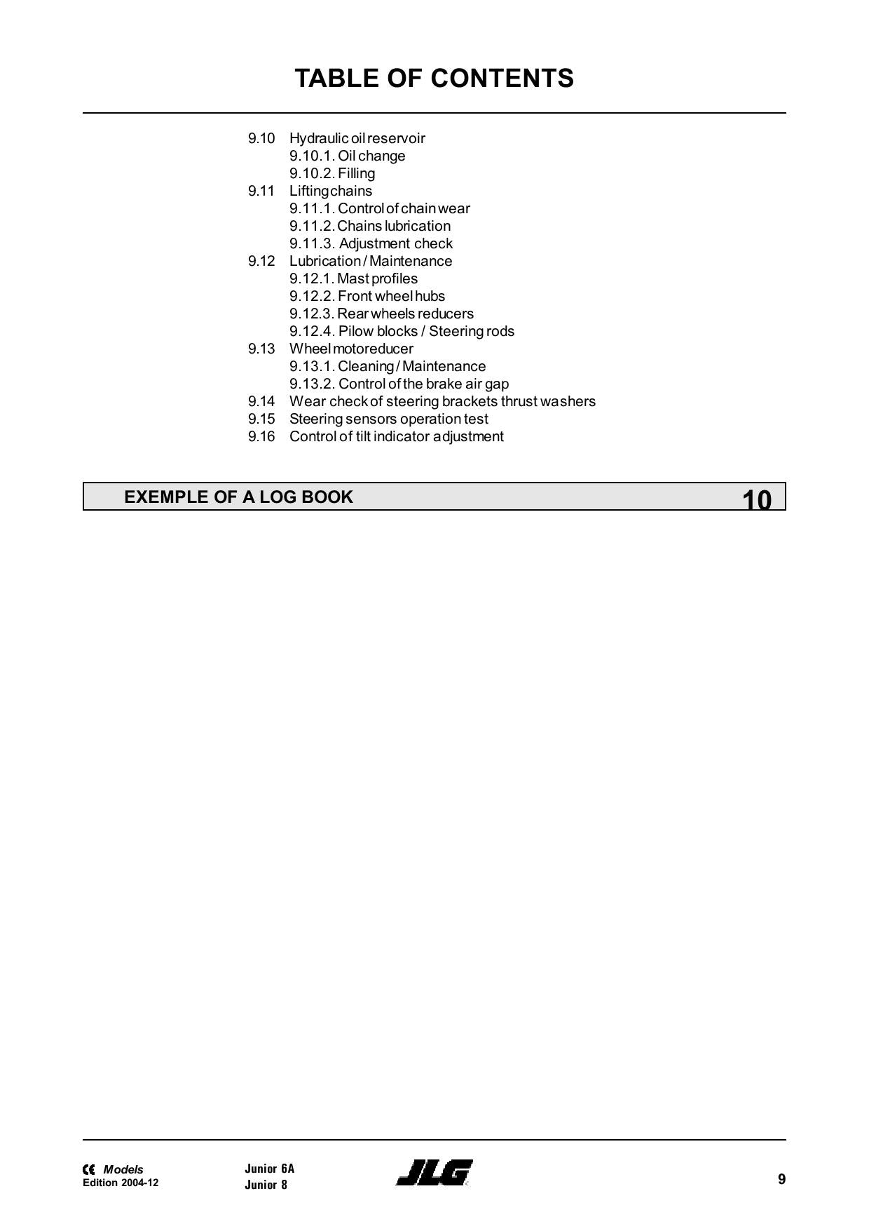 TOUCAN Junior 6A Junior 8A Vertical Lift Maintenance Operation Operators Manual