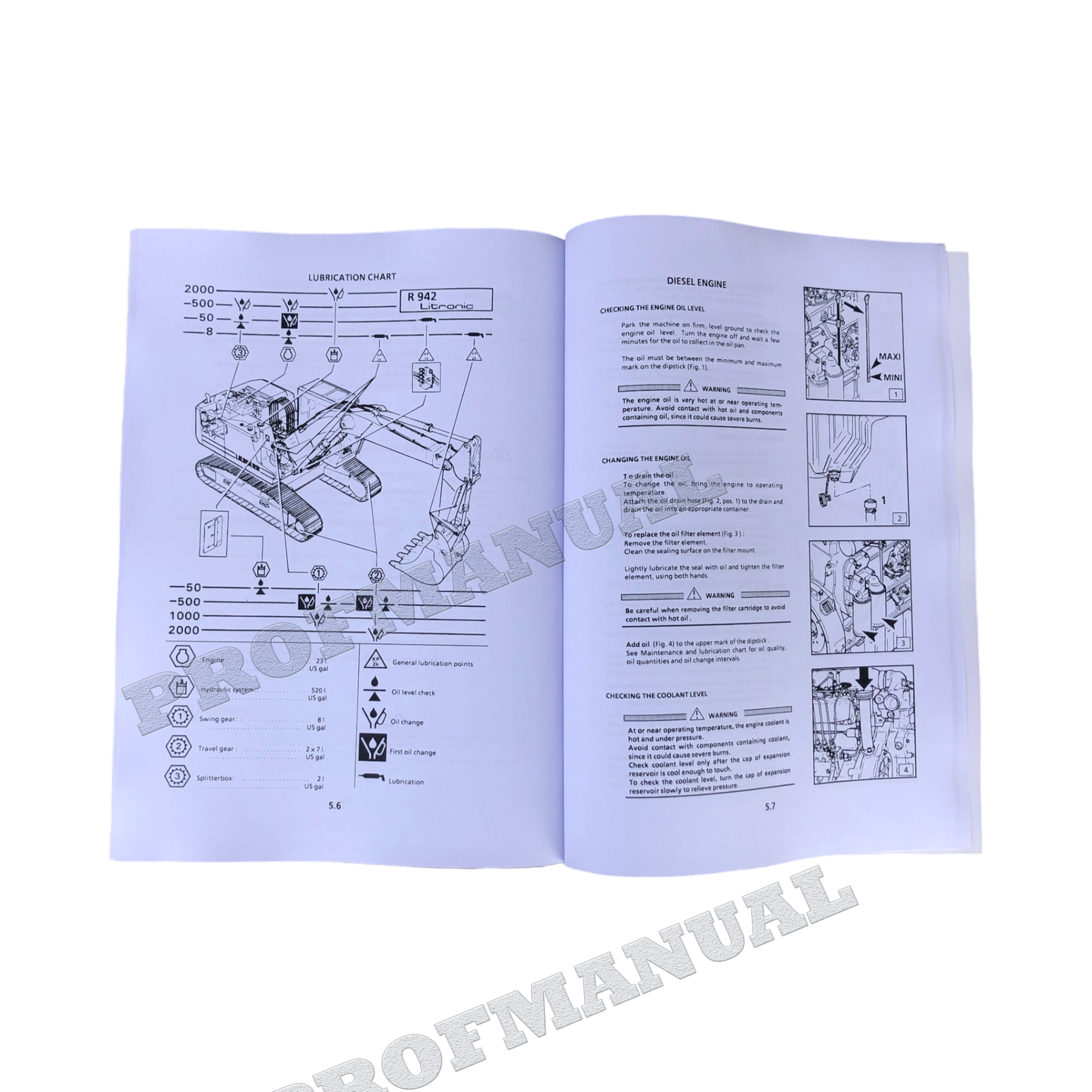 Manuel d'utilisation de la pelle Liebherr R942 Litronic, série .101