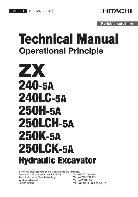 Hitachi ZX250LCH-5A ZX250K-5A Excavator Operational Principle Service manual