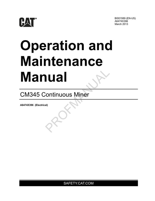 Caterpillar Cat CM345 Continuous Miner Operators Wartungshandbuch Elektrik