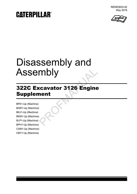 Manuel de démontage et d'assemblage du supplément moteur 3126 de l'excavatrice Caterpillar 322C