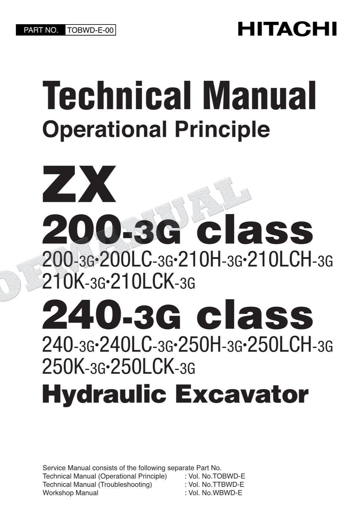 HITACHI ZX200-3G ZX240-3G Excavator Service Manual Operat Principle