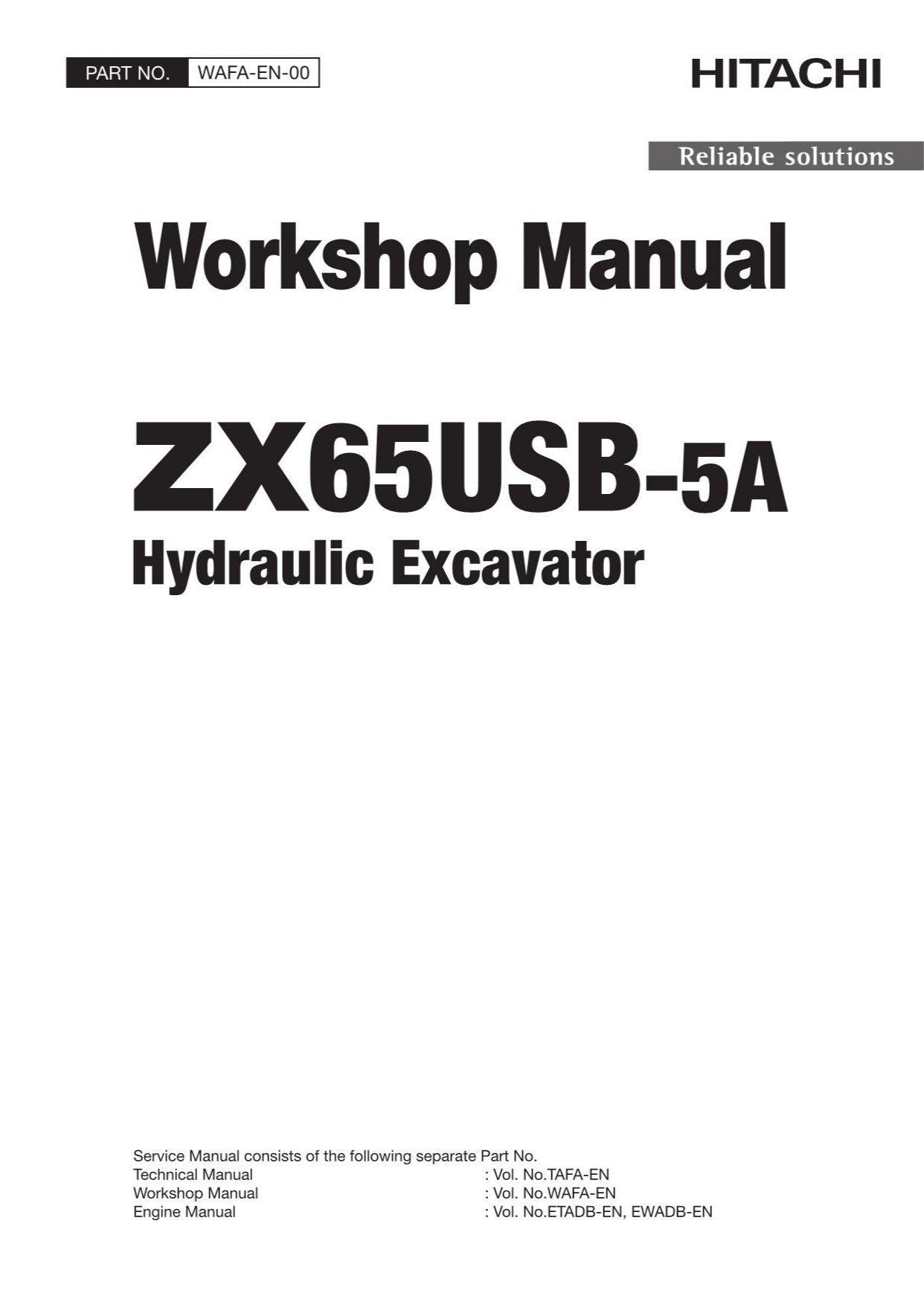 Hitachi ZX65USB-5A Excavator Workshop Service Repair manual