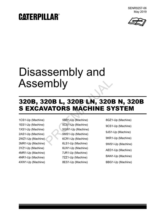 Caterpillar 320B 320B L320B LN EXCAVATOR MACHINE SYSTEM Disassembly Assem Manual