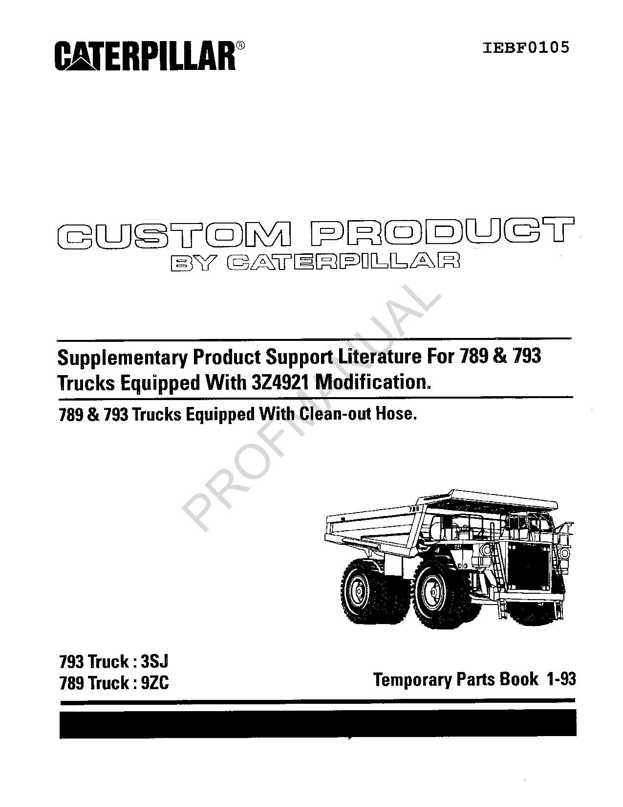 Caterpillar Suppl 789 793 Equipped 3Z4921 Off Highway Truck Parts Catalog Manual