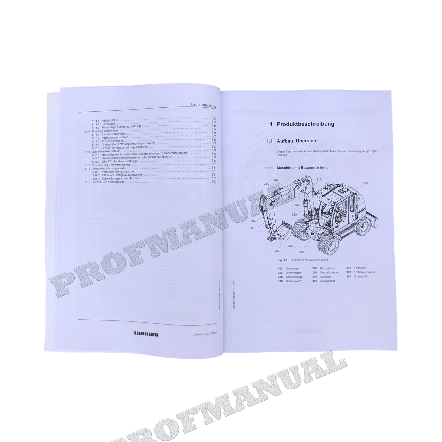 Liebherr A309 Litronic Hydraulikbagger Betriebsanleitung ser 717/26392