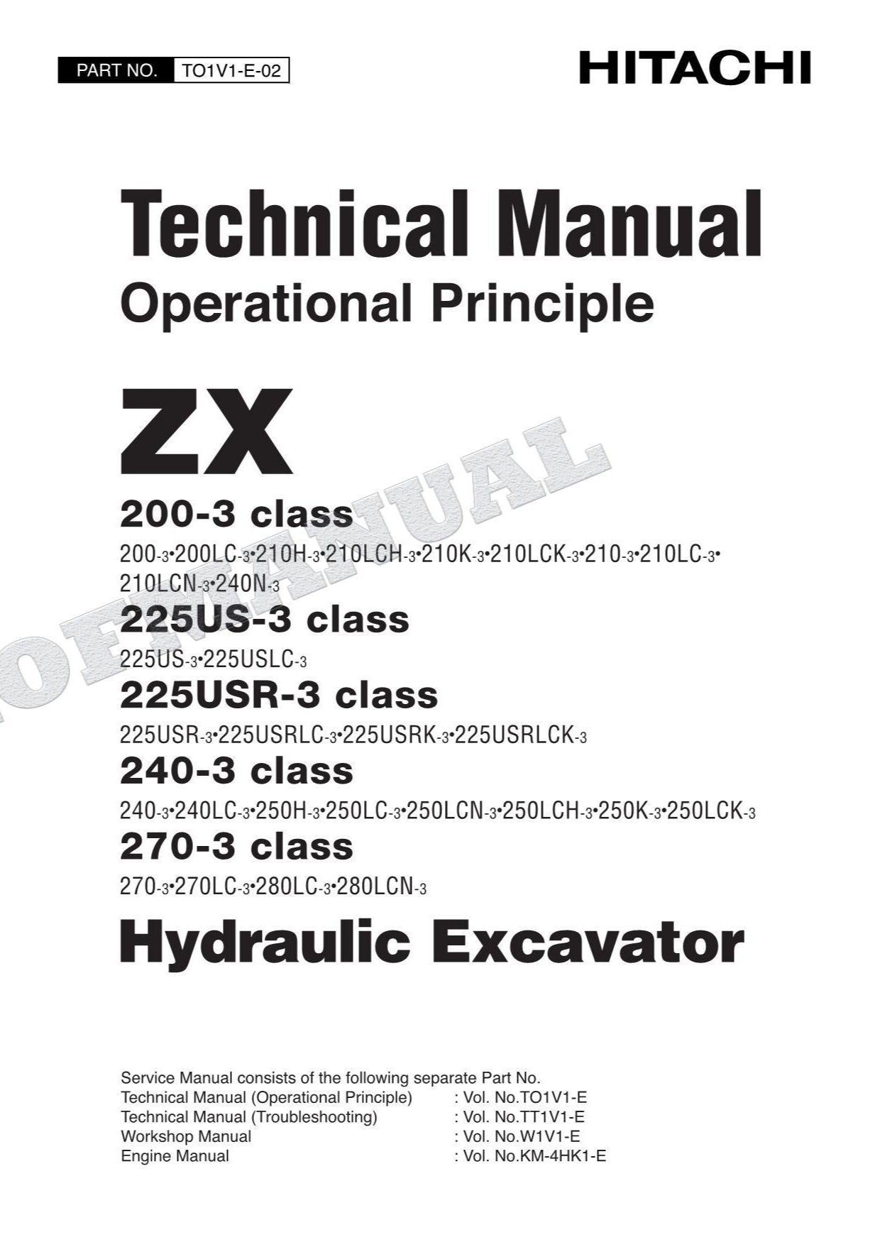 HITACHI ZX200-3 ZX225US-3 Excavator Service manual Operat principle