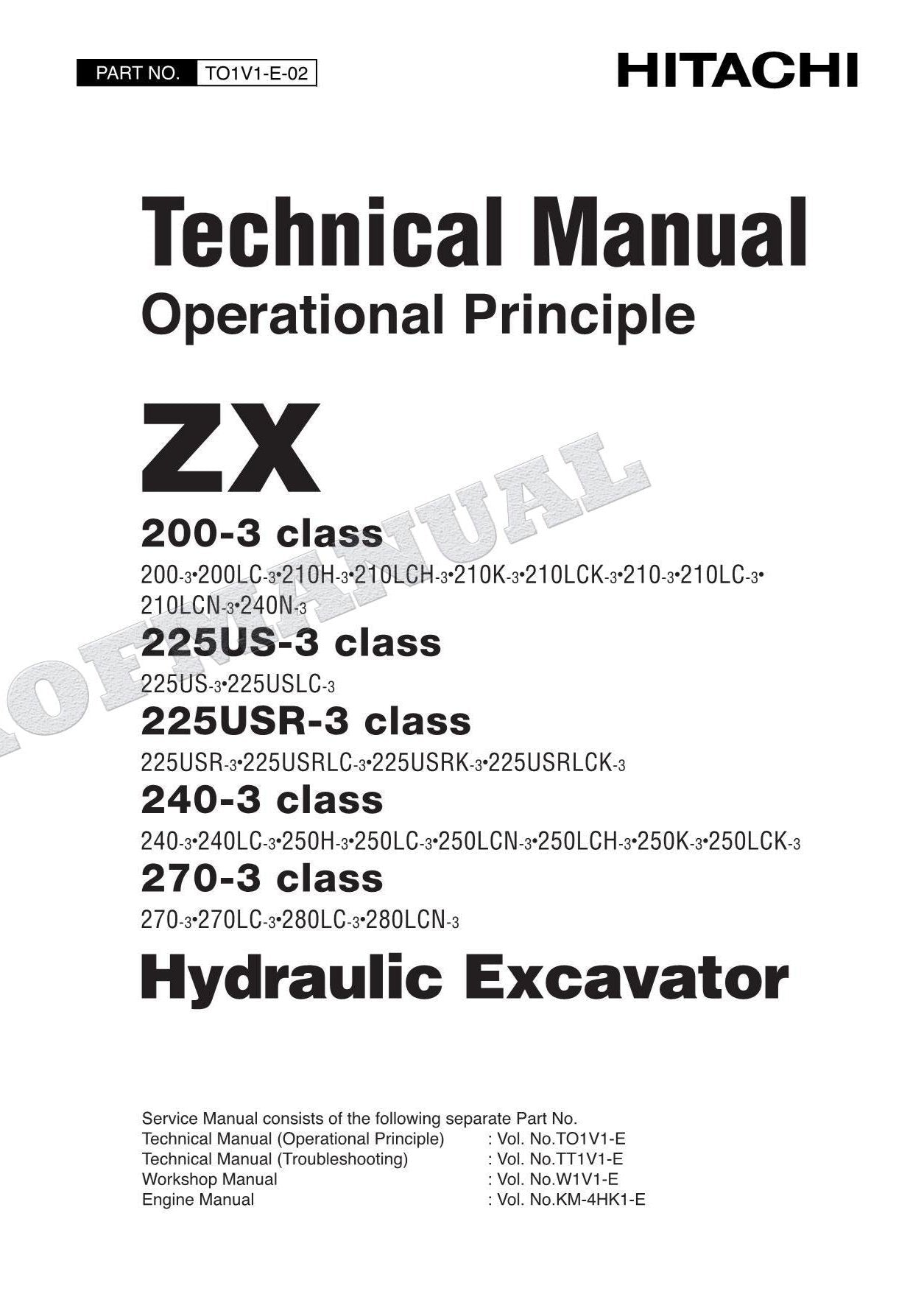 HITACHI ZX270-3 Excavator Service manual Operational principle