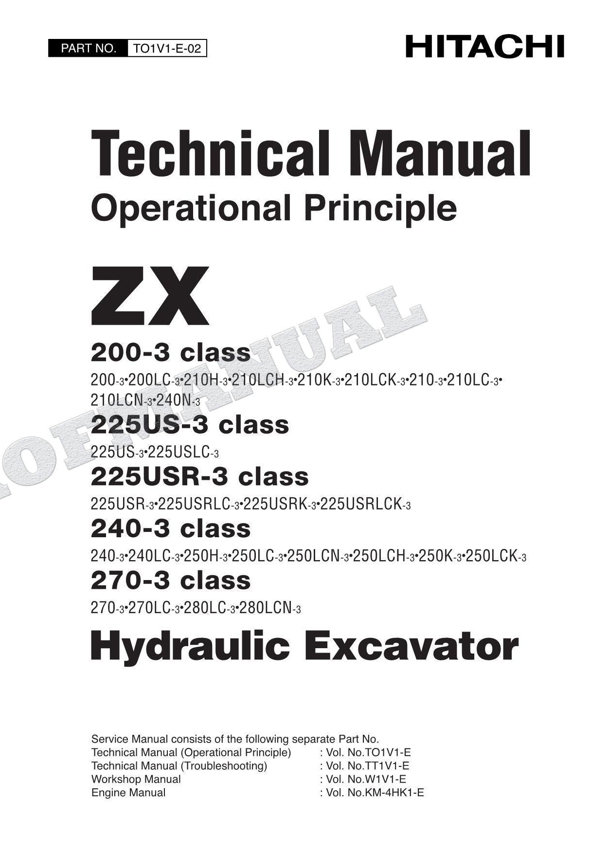 HITACHI ZX225USR-3 ZX240-3 Excavator Service manual Operat principle