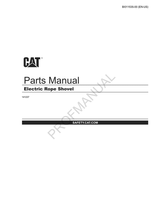 Caterpillar Cat Electric Rope Shovel Parts Catalog Manual ser 141237