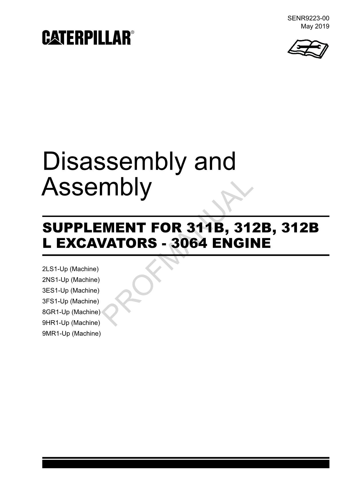 Caterpillar SUPPL 311B 312B 312B L BAGGER 3064 MOTOR Demontage Montageanleitung