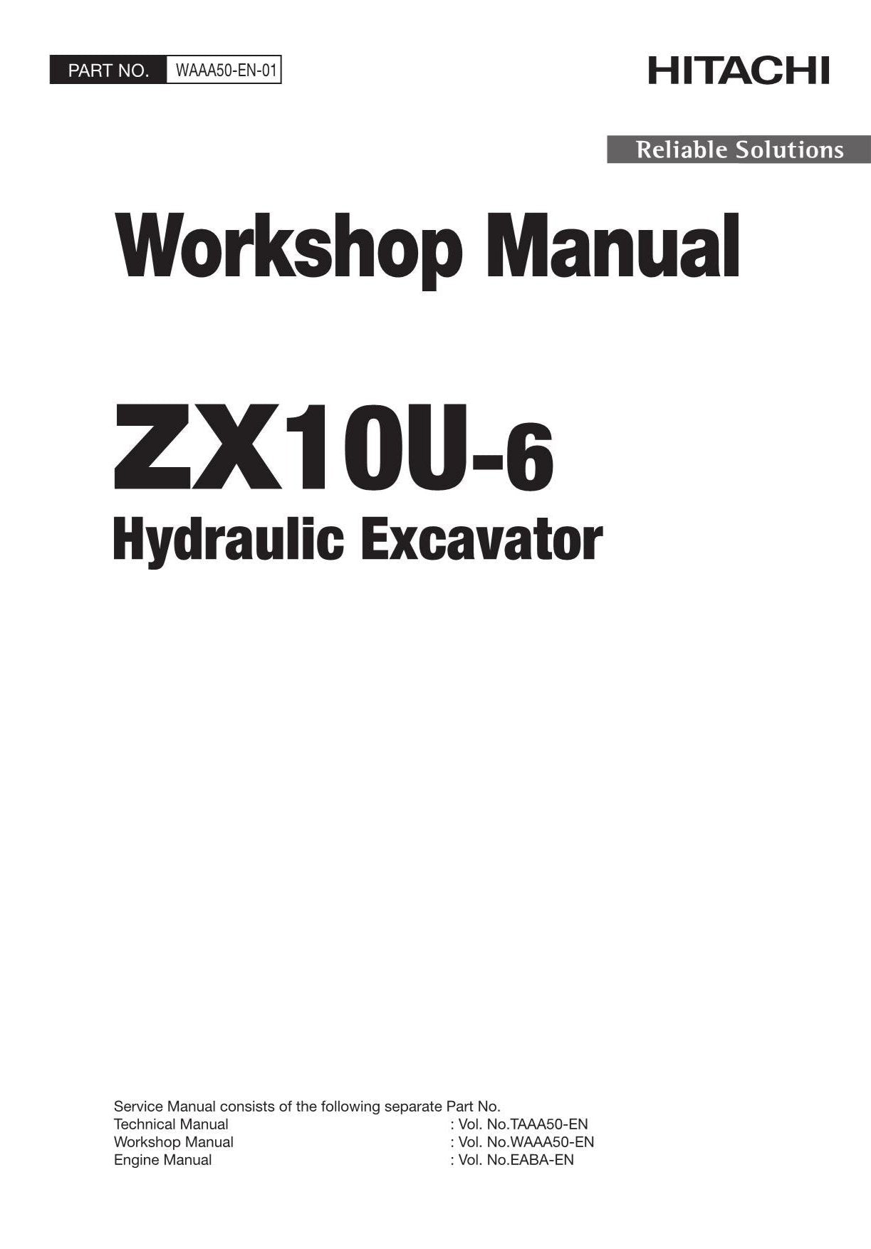 Hitachi ZX10U-6 Excavator Workshop Service Repair manual