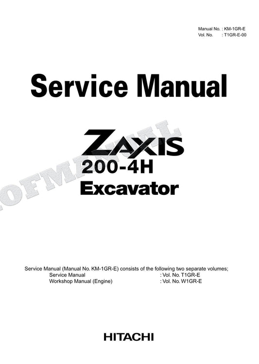 HITACHI ZX200-4H Excavator Service Manual with all big format schemes