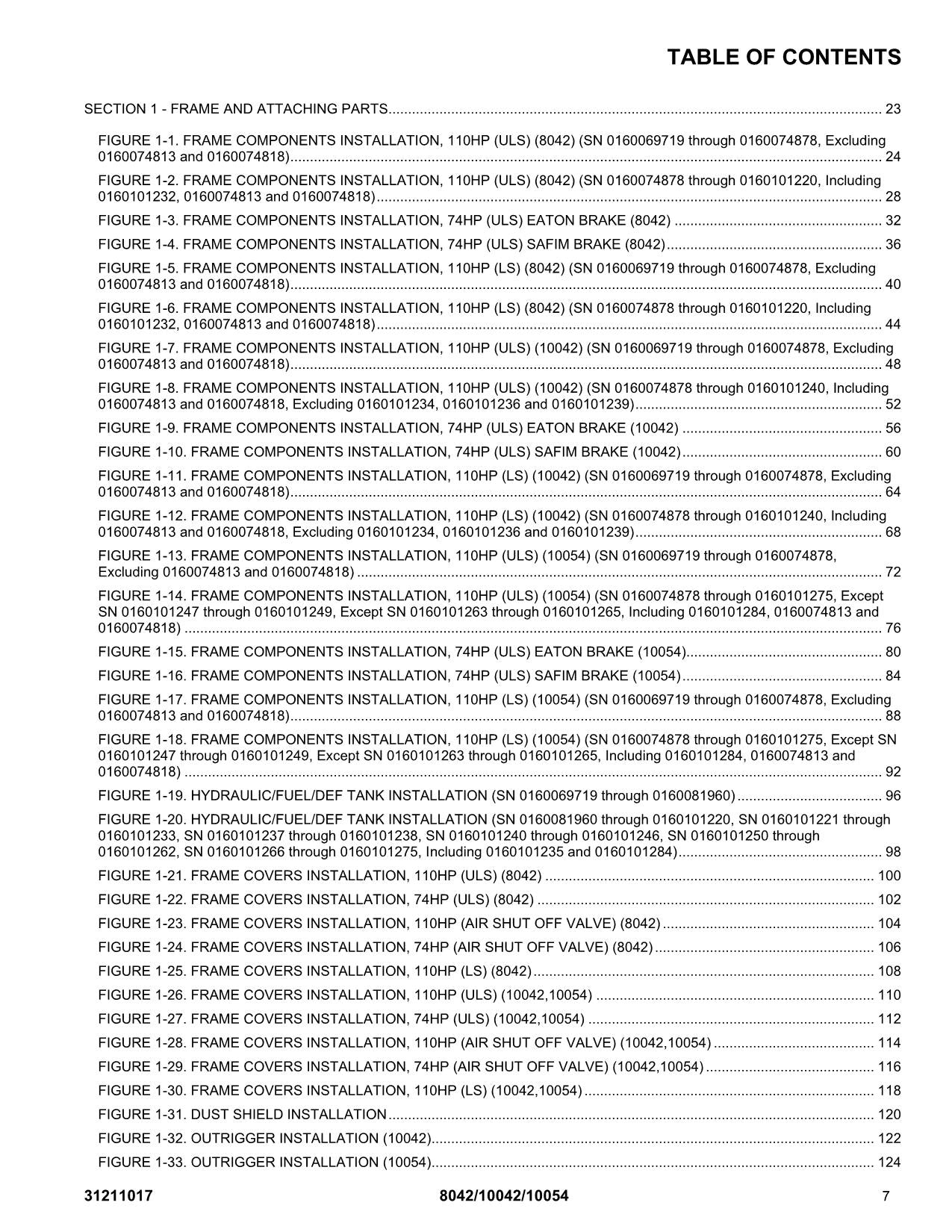 SKYTRAK 10042 10054 8042 Telehandler Parts Catalog Manual 31211017