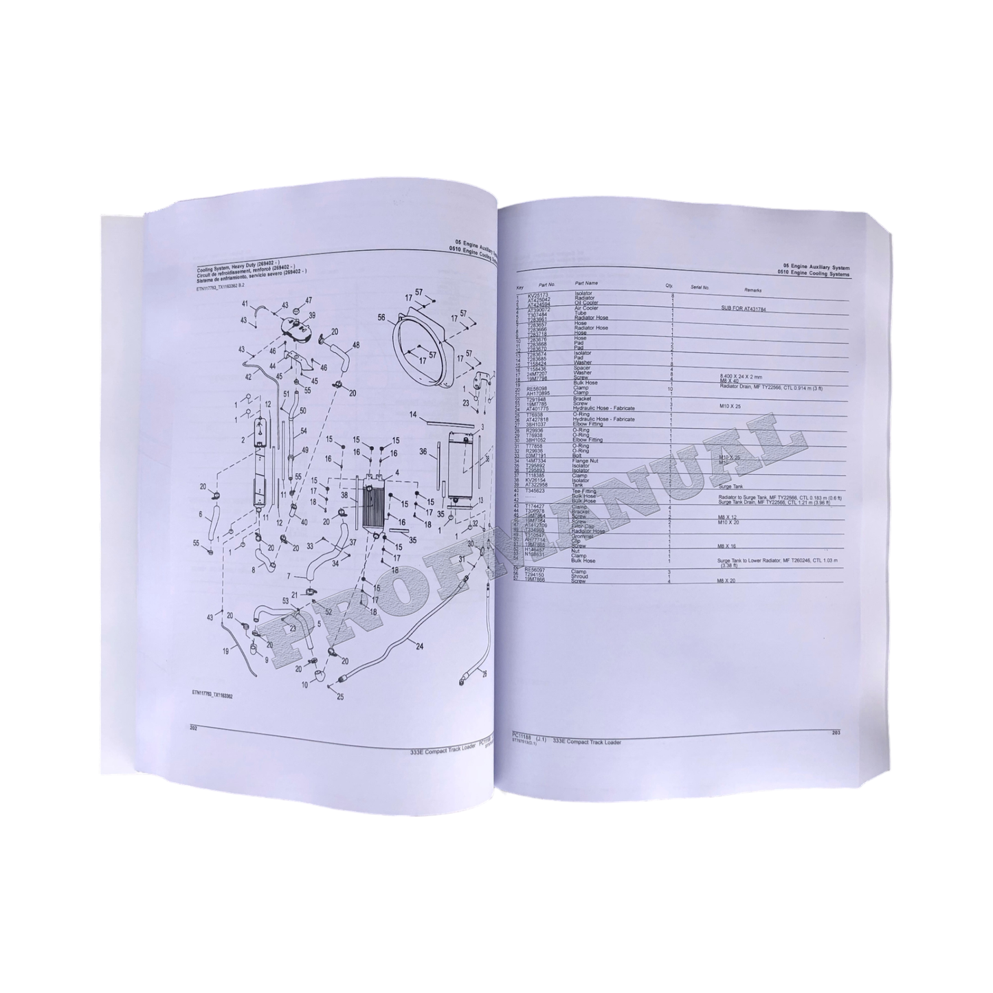 JOHN DEERE 333E KOMPAKT-RAUPENLADER – ERSATZTEILKATALOG-HANDBUCH + !BONUS! 