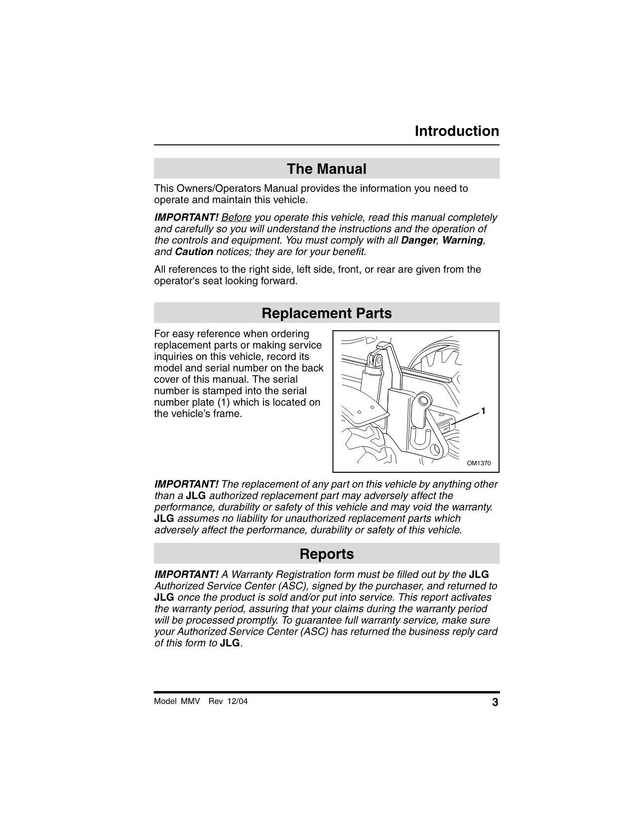 SKYTRAK MMV Telehandler Maintenance Operation Operators Manual 8990439