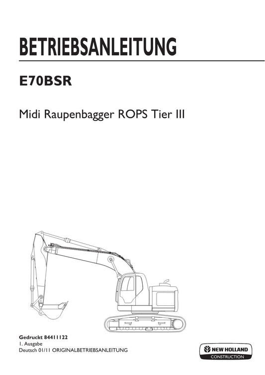 New Holland E70BSR Bagger Manuel d'instructions