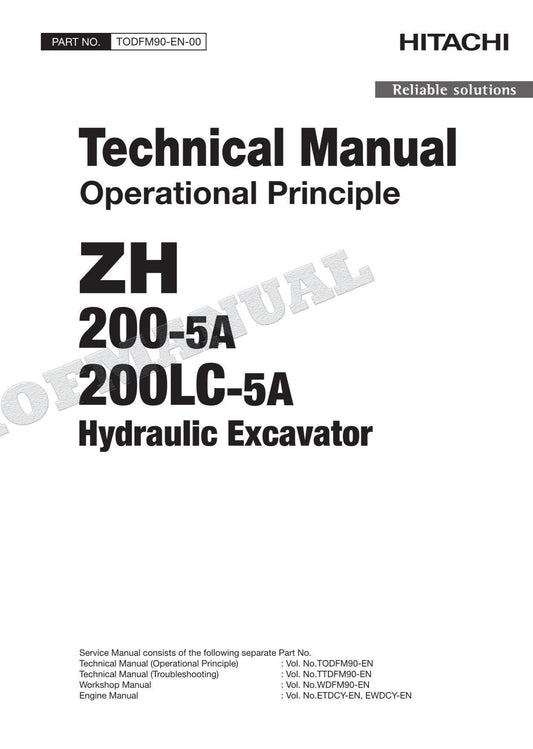 HITACHI ZH200-5A ZH200LC-5A Hydraulic Excavator Service MANUAL OPERAT PRINCIPLE