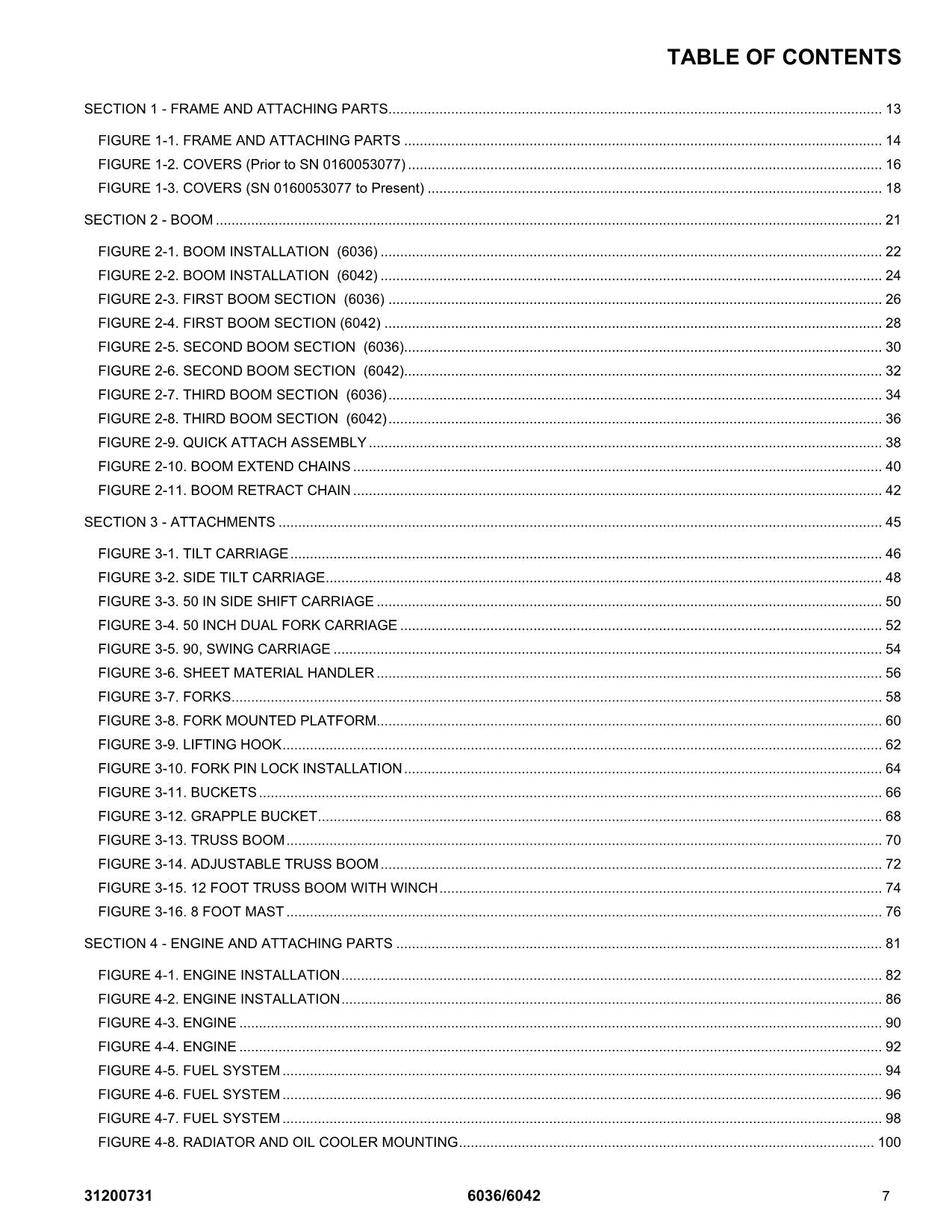 SKYTRAK 6036 6042 Telehandler Parts Catalog Manual 31200731