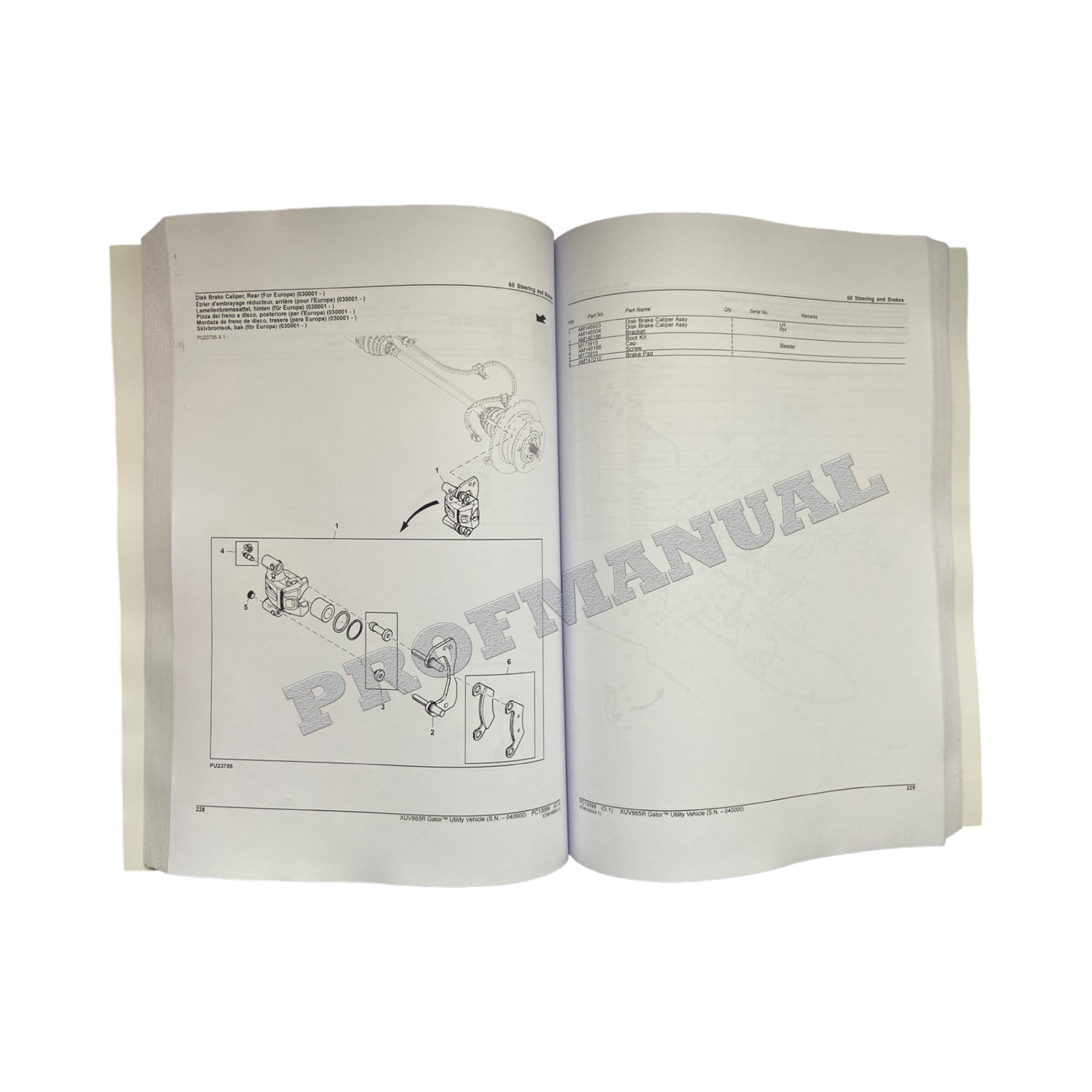 JOHN DEERE XUV865R GATOR UTILITY VEHICLE PARTS CATALOG MANUAL