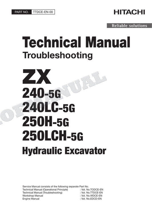 HITACHI ZX240-5G ZX240LC-5G Excavator Service Manual Troubleshooting