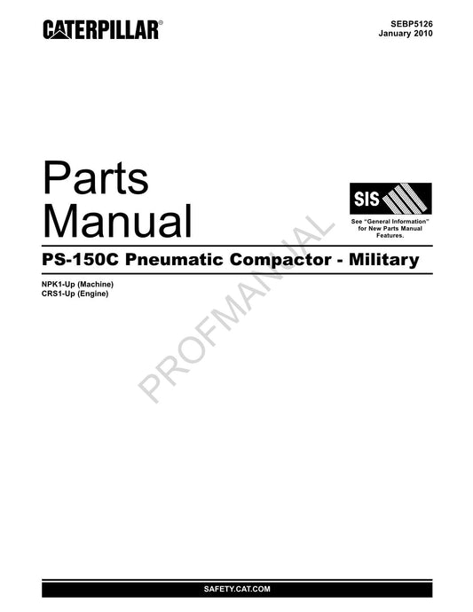 Caterpillar Cat PS 150C Pneumatic Compactor Military Parts Catalog Manual