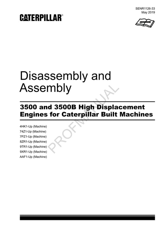 Caterpillar CAT 3500 3500B High Displacement ENGINE Manual Disassembly Assembly