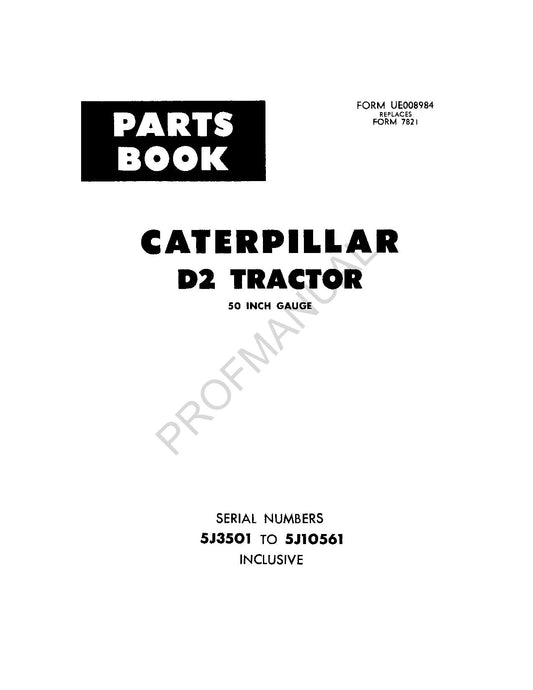 Manuel du catalogue des pièces détachées du tracteur Caterpillar Cat D2 UE007123