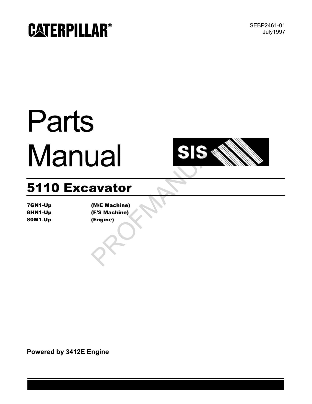 Manuel du catalogue des pièces détachées de la pelle Caterpillar Cat 5110