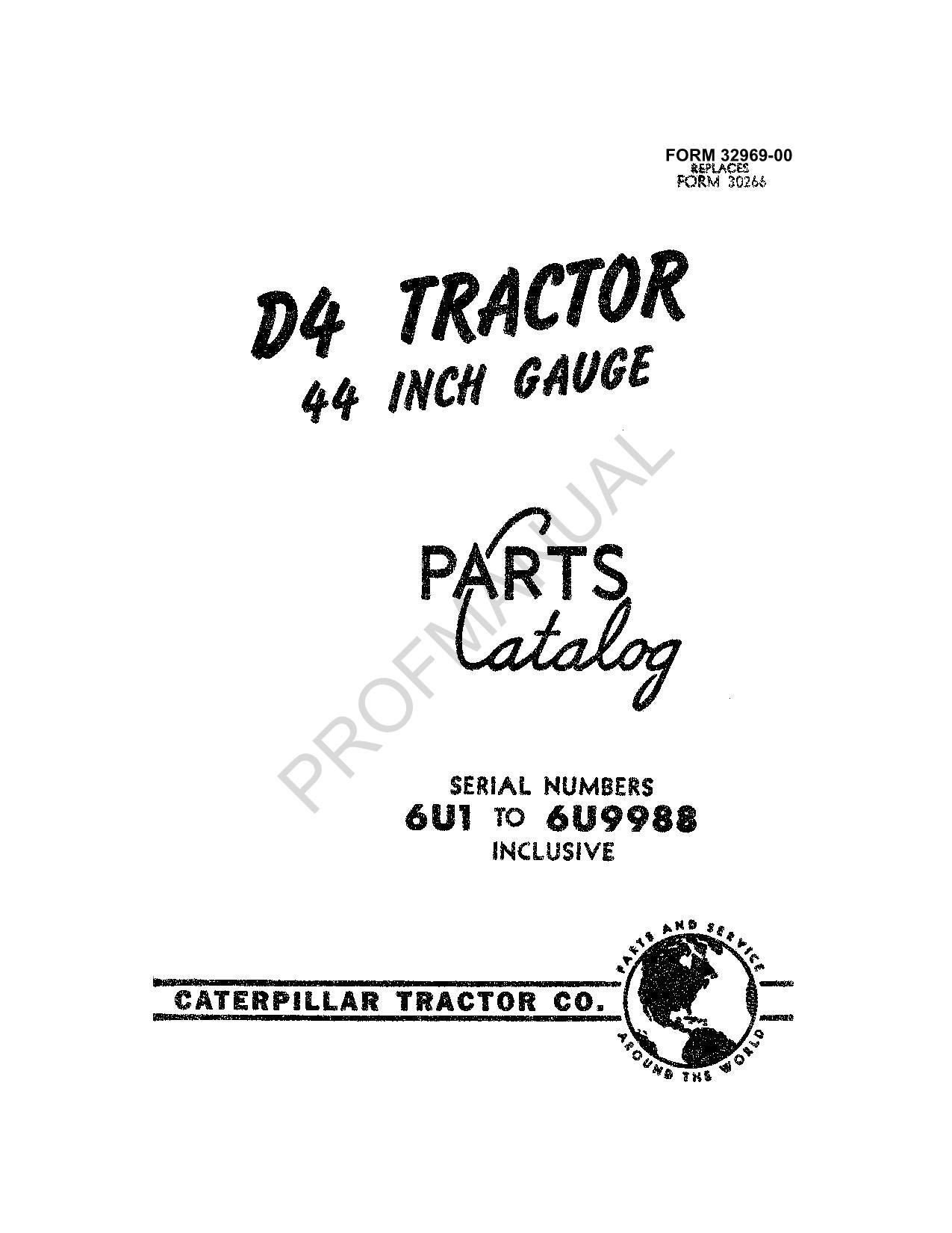 Caterpillar Cat D4 Tractor Parts Catalog Manual 00032969