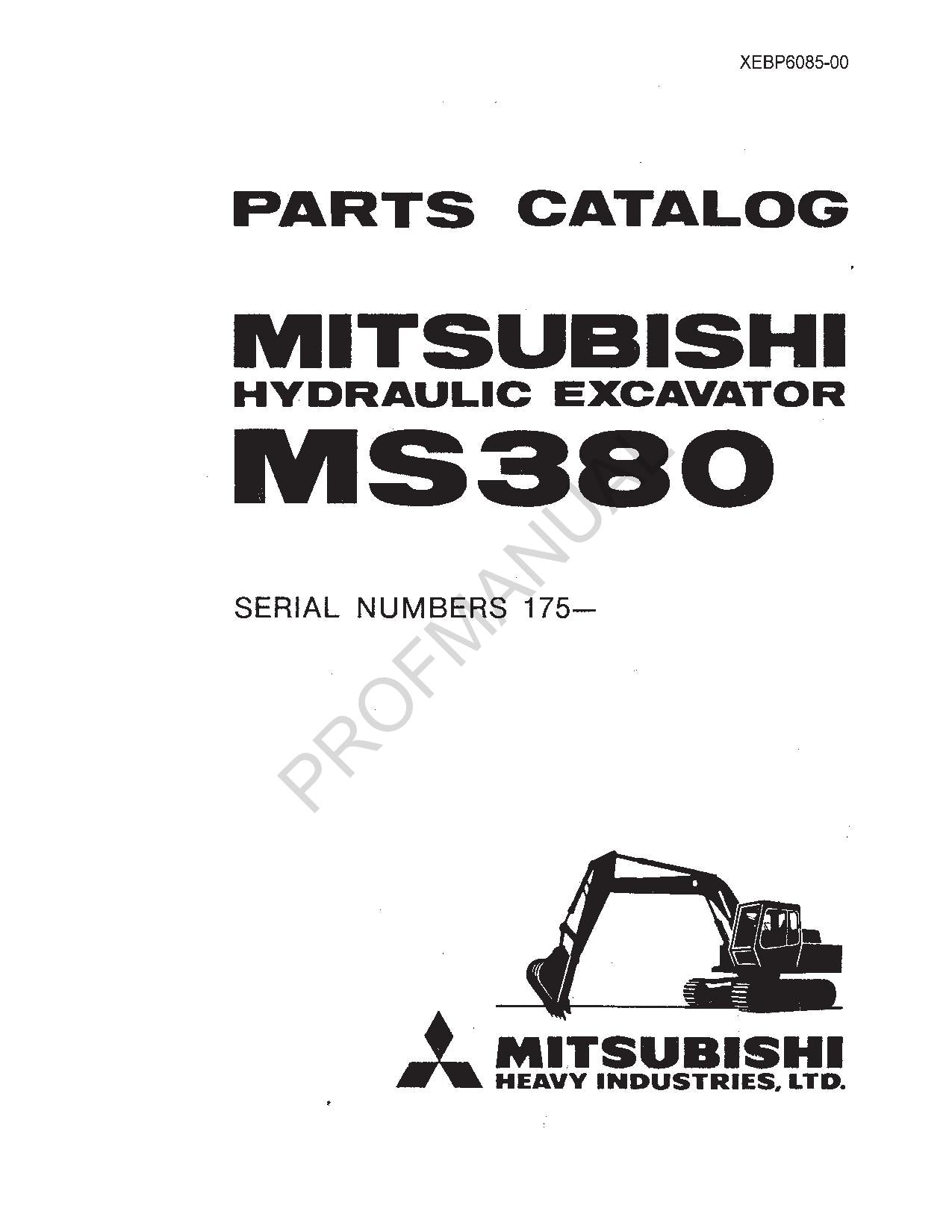 Caterpillar Cat MS380 Mitsubishi Hydraulic Excavator Parts Catalog Manual