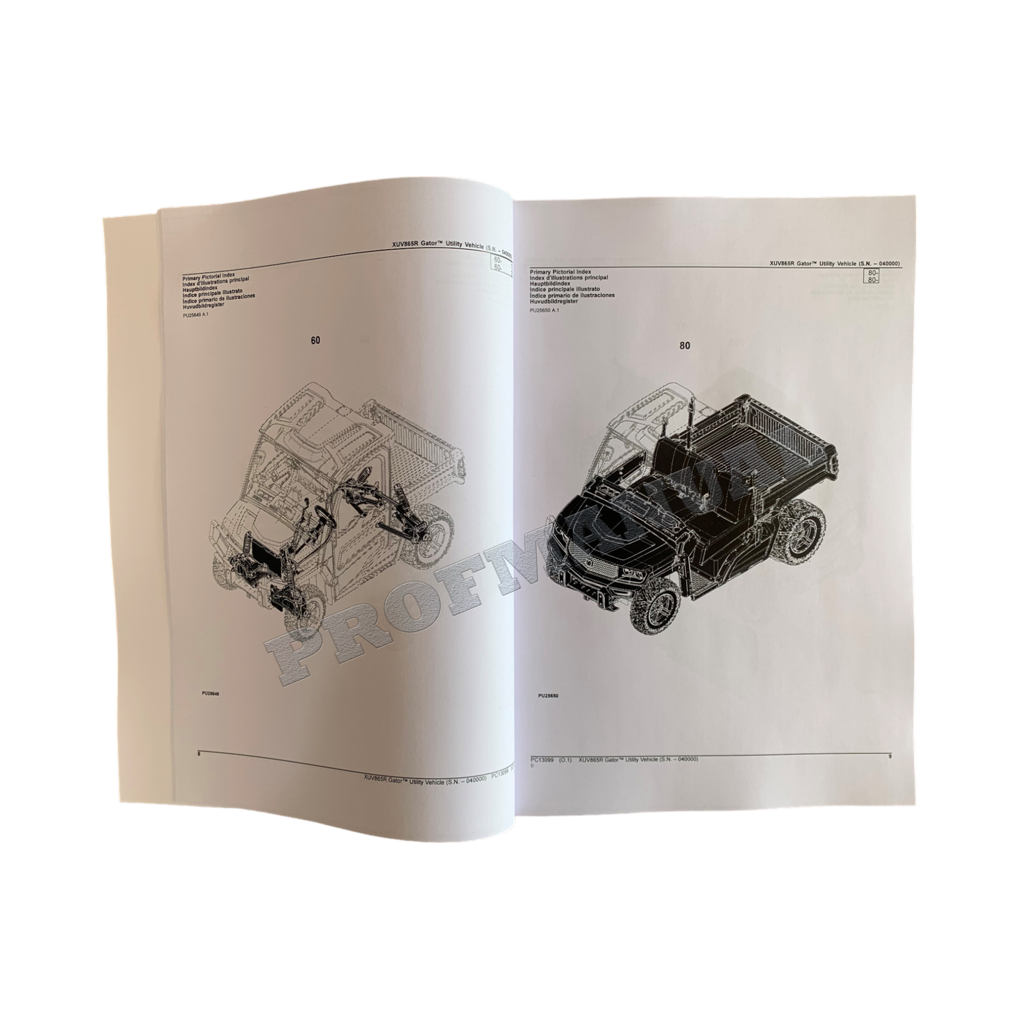 JOHN DEERE XUV865R GATOR UTILITY VEHICLE PARTS CATALOG MANUAL