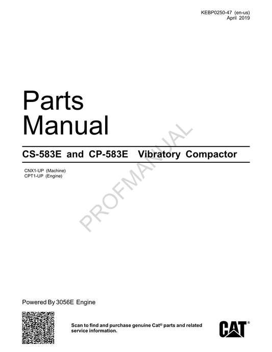 Caterpillar CS 583E CP 583E Vibratory Compactor Parts Catalog Manual KEBP0250