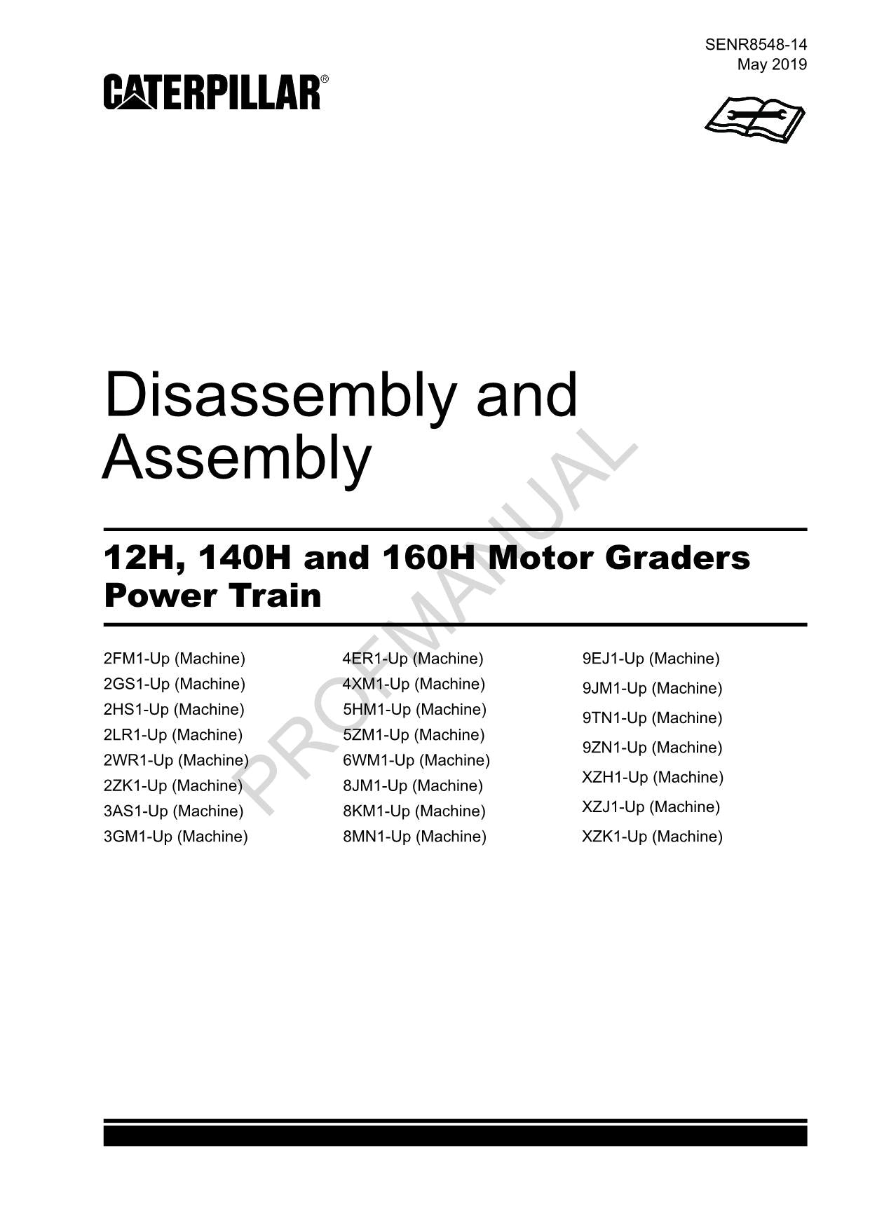 Caterpillar 12H 140H 160H GRADER Antriebsstrang Disas Assem Servicehandbuch SENR8548