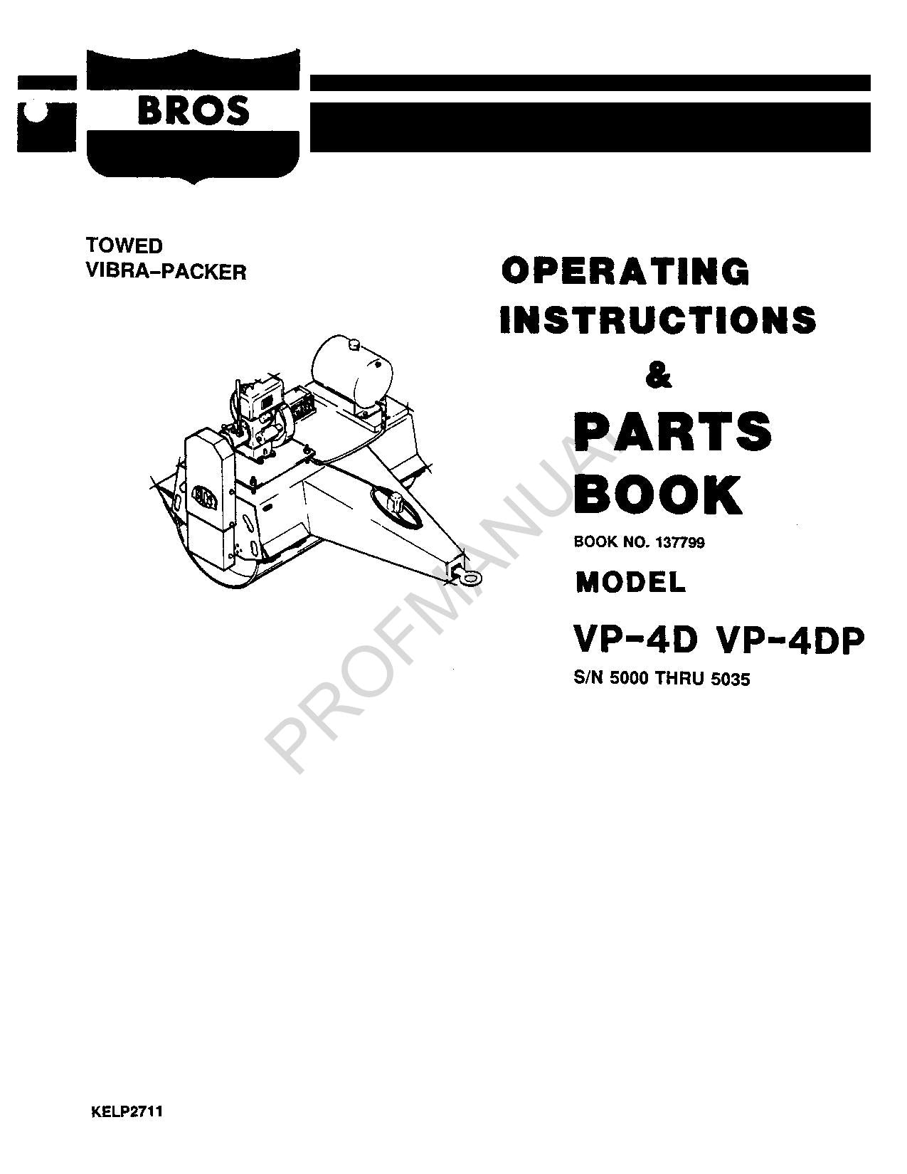 Caterpillar Bros VP 4D VP 4DP Schlepp-Vibrapacker - Ersatzteilkatalog - Handbuch