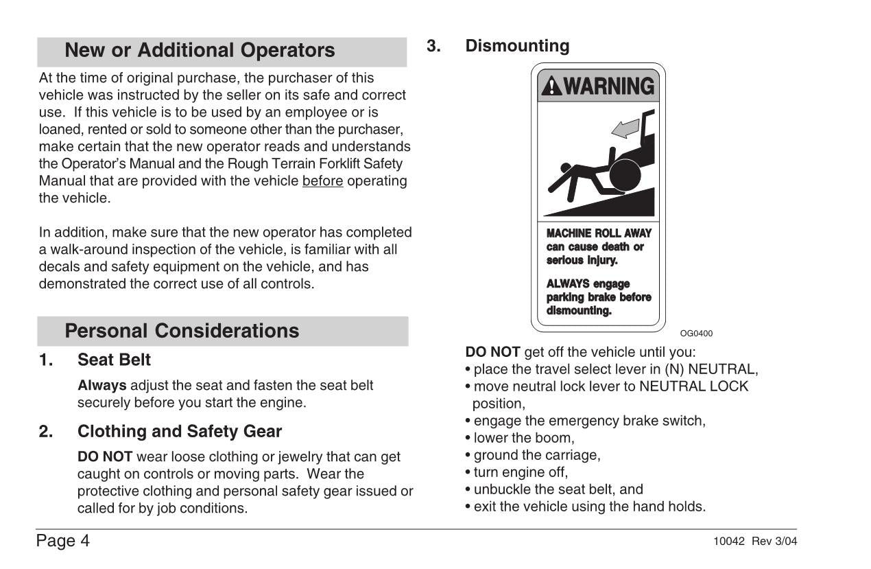 SKYTRAK 10042 Telehandler Maintenance Operation Operators Manual 8990361