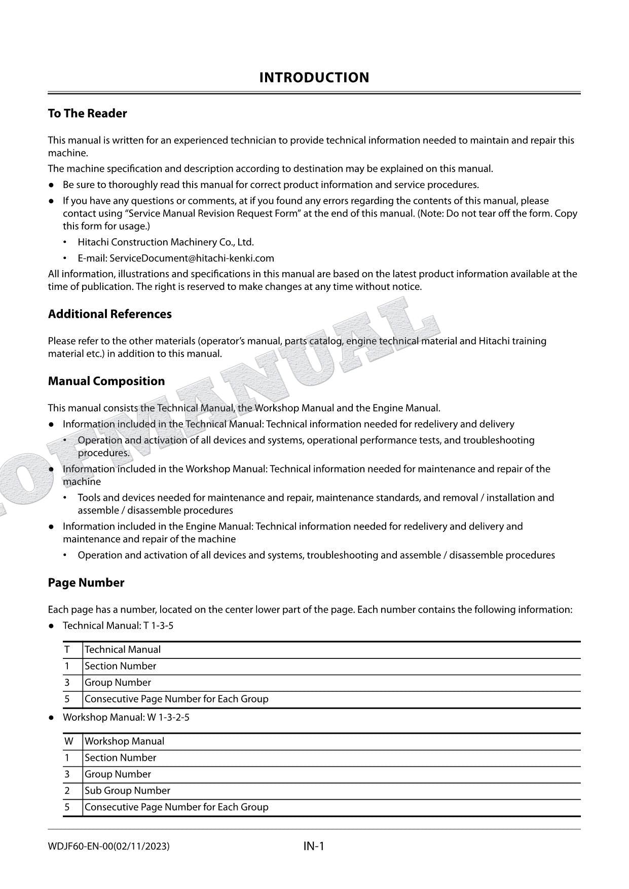 HITACHI ZX210LC-7H Excavator Repair Service Workshop Manual